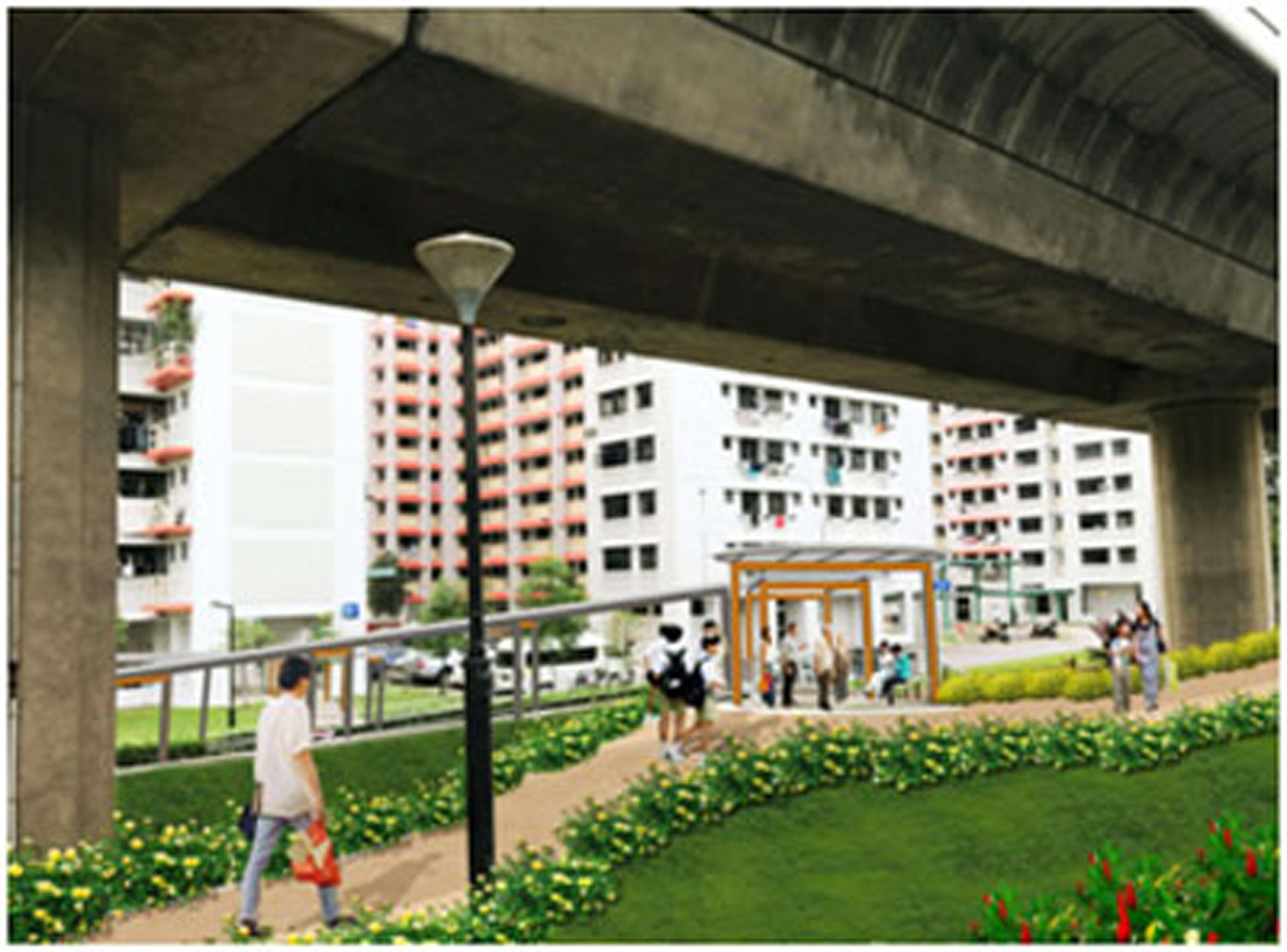 Construction of low covered linkway over BFA Ramp between Blk 535 and Limbang Park CCK St 51